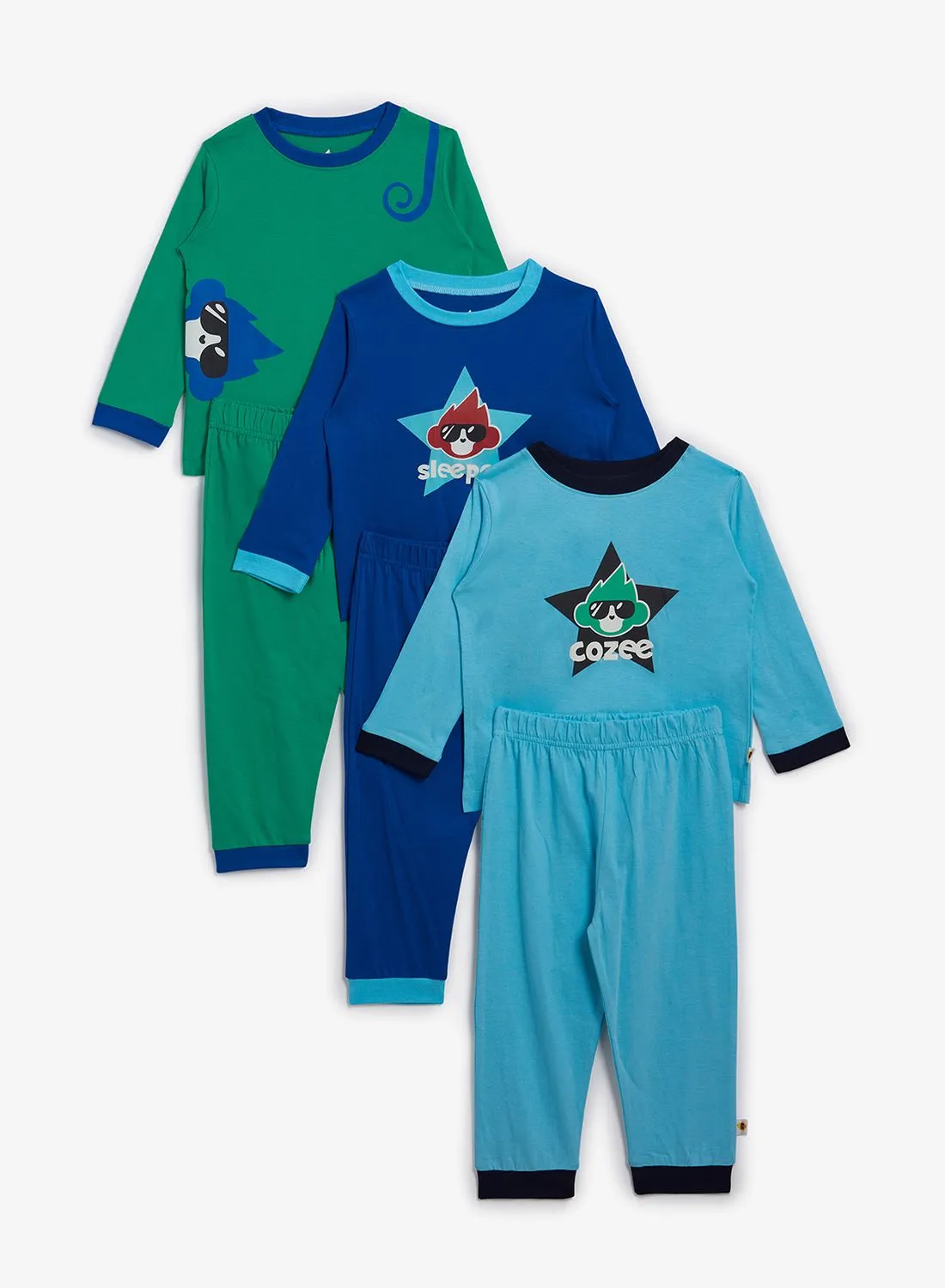 Cheekee Munkee Kids 3 Pack Assorted Pyjama Set