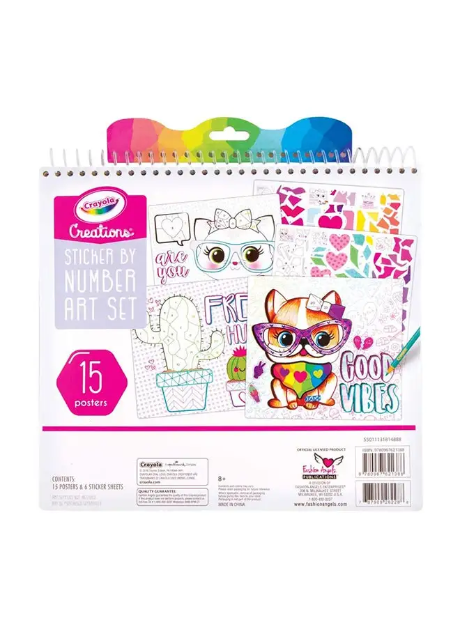 Crayola Creations Sticker By Number Art Set - Create Art With Stickers Set For Kids 27.94x26.67x1.27cm