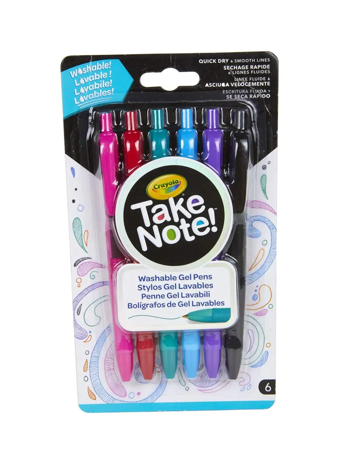Crayola 6 ct. Take Note! Washable Gel Pens 19.4X11.5X2cm