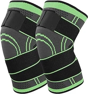 Knee Support Brace - Full Coverage, Sweat-Wicking And Non-Slip Professional Knee Protector for Arthritis Pain and Support,Running,Sports,Injury Recovery (GREEN*2)