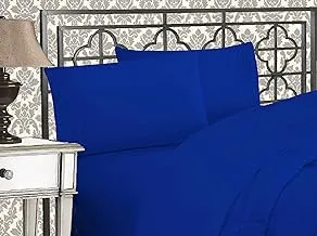 Elegant Comfort Luxurious 1500 Premium Hotel Quality Microfiber Three Line Embroidered Softest 4-Piece Bed Sheet Set, Wrinkle and Fade Resistant, King, Royal Blue