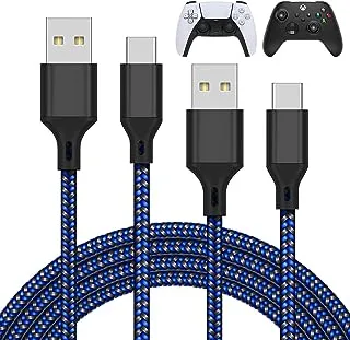 MENEEA 2 Pack 10FT Charger Charging Cable for PS5 Controller/for Xbox Series X/for Xbox Series S Controller, Replacement USB C Cord Nylon Braided Type-C Ports Accessories for Nintendo Switch