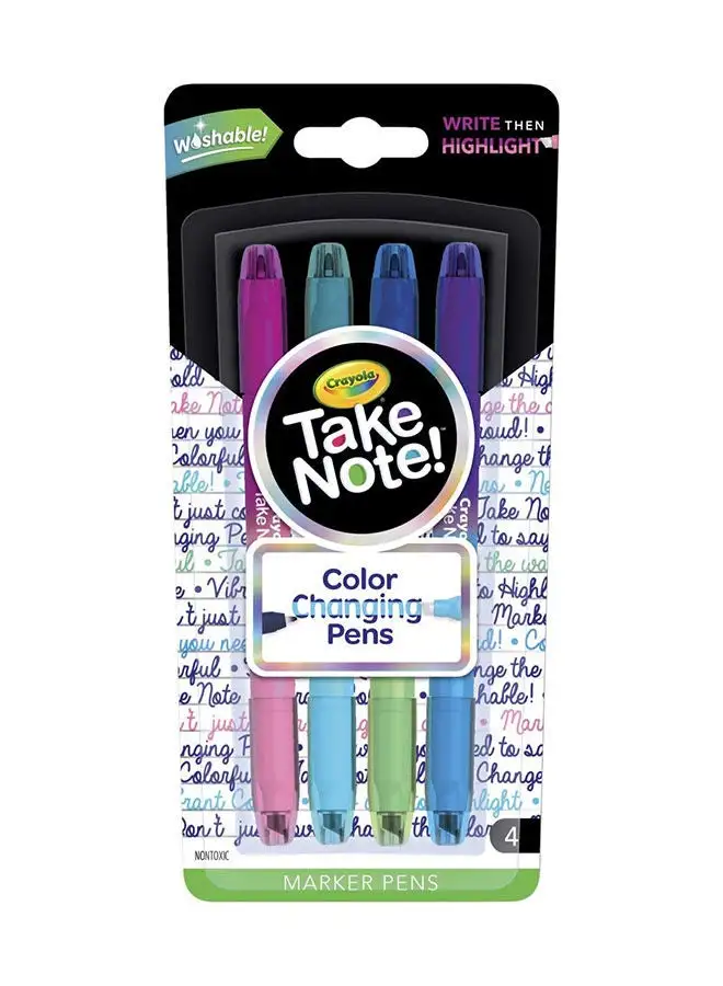 Crayola 4 Piece Color Changing Pens, Bullet Journal Supplies, 8 Colors, Multicolor