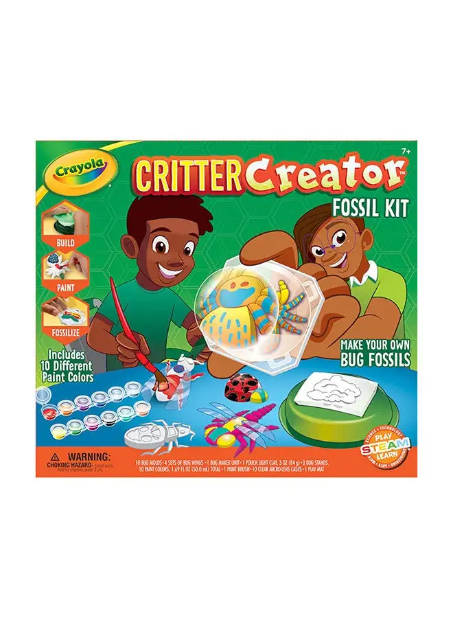 Crayola Critter Creator - Fossil Kit, Metallic Clay Art Kit with Paint And Fossil Molds, STEM System, 7+ Yrs