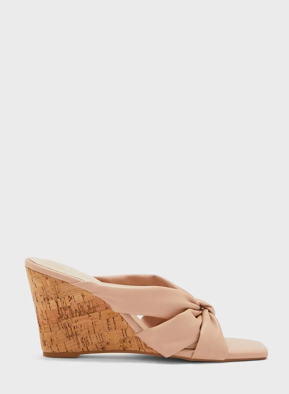 Ginger Knot-Front Leather Wedge Mules