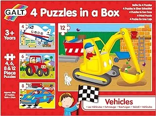 Galt Toys, Four Puzzles in a Box - Vehicles, 12
