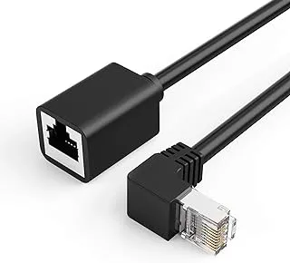 CAT6 Ethernet Extension Cable, CableCreation Shielded 8P8C Ethernet Patch Cable,Up Angled Support Bandwidth Up to 250mhz,1.6ft/0.5m,Black