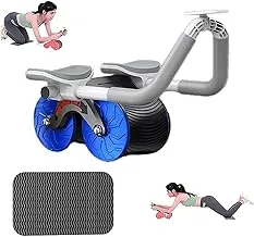 عجلة آب رولر مع مؤقت وحصيرة للركبة، عجلة عضلات البطن الارتدادية التلقائية لصالة الألعاب الرياضية المنزلية، عجلة تمرين البطن للمبتدئين، مثالية لتدريب قوة لياقة الجسم في عام 2023