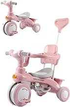 Hibobi 3 in 1 Tricycle with Guardrail Stroller and Umbrella for 1-3 Years Baby, Pink