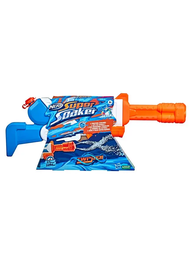 NERF Nerf Super Soaker Twister Water Blaster, 2 Twisting Streams of Water, Pump to Fire, Outdoor Water-Blasting