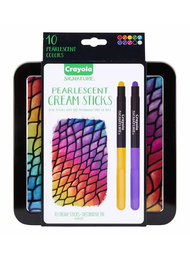 Crayola Signature Pearlescent Cream Sticks, 10 Count 23.65x19.94x2.69cm