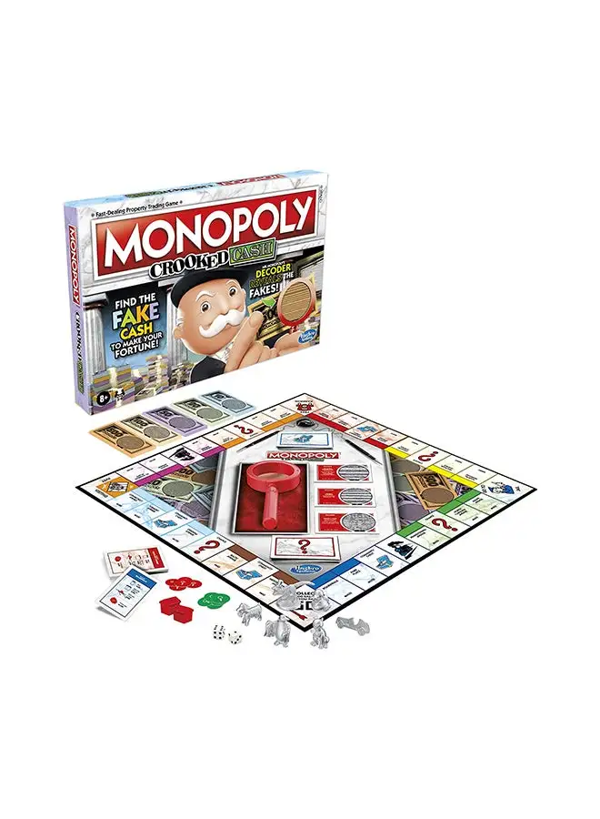 Monopoly Crooked Cash Board Game For Families And Kids Ages 8 And Up, Includes Mr. Monopoly Decoder To Find Fakes, Game For 2-6 Players Hasbro Games For Adults And Teens Indoor Home Game