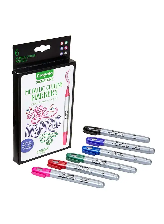 Crayola Signature Metallic Outline Paint Markers, 6 Count 22.86x11.58x1.91cm