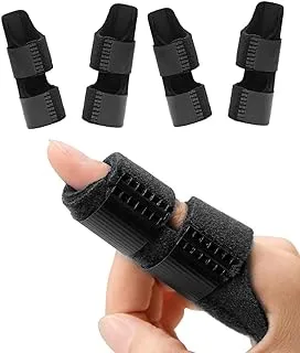 ECVV 4PCS Adjustable Finger Splint for Pain Relief, Trigger Finger Splint Finger Brace Fits Middle, Index, and Ring Finger, Left or Right Hand, Black