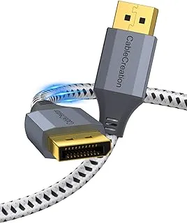 CableCreation 8K DisplayPort Cable [10 FT/3M]، كابل DP إلى DP 1.4، يدعم 8K@60 هرتز، 4K@144 هرتز، 2K@165 هرتز دقة الفيديو وHDR، رمادي