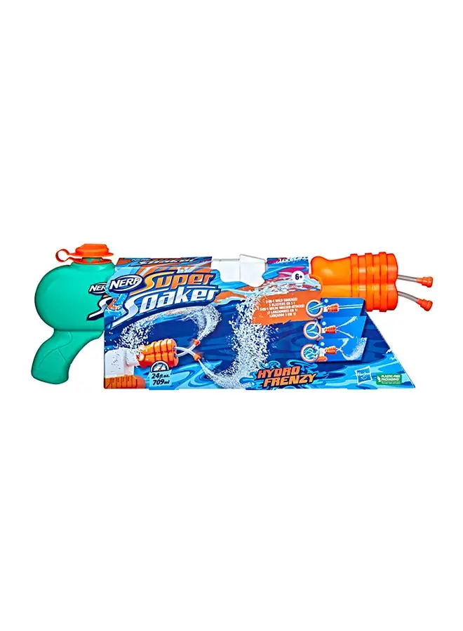 NERF Nerf Super Soaker Hydro Frenzy Water Blaster, Wild 3-In-1 Soaking Fun, Adjustable Nozzle, 2 Water-Launching Tubes