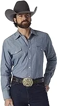 Wrangler Men's Cowboy Cut Western Long Sleeve Snap Work Shirt Washed Finish