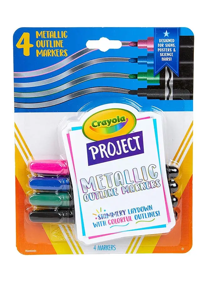 Crayola 4-Piece Project Metallic Outline Markers ‎2.13 x 16.21 x 20.65cm