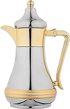 Al Saif Royofe Coffee and Tea Vacuum Flask, 0.35 Liter Chrome/Gold