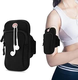 Armband Phone Holder for Running， three Zipper Pockets for Water Resistant Arm Band for Fitness, Jogger, Gym and Runners，Adjustable ＆Soft Cushion Strap