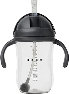 Mininor - Straw Bottle Tritan 330ml Black Raven