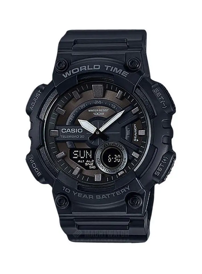 CASIO Men's Synthetic Analog & Digital Quartz Watch AEQ-110W-1BVDF - 47 mm - Black
