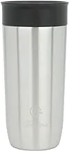 Timeless Stainless Steel Mug with Squeeze Lid, 400 ml Capacity, Silver