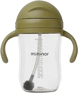 Mininor - Straw Bottle Tritan 330ml Moss Green