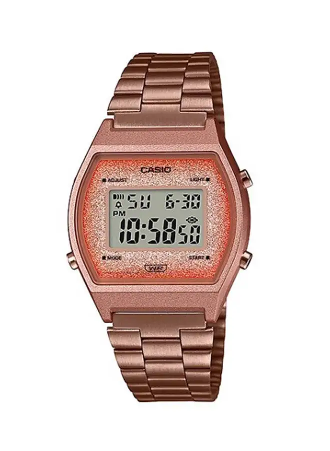 CASIO ساعة يد رقمية من الستانلس ستيل B640WCG-5DF - 33 ملم - ذهبي وردي