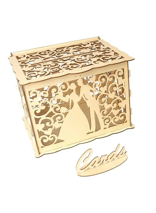 Generic 3-Piece DIY Wooden Wedding Card Box With Lock Set YWH1485 32.8x26.3x3.0centimeter