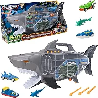 Teamsterz Beast Machines Shark Transporter | الضوء والصوت يتميزان بألعاب السيارات والقوارب وتماثيل القرش | رماية القرش بالصواريخ | شخصيات لعب للأطفال وناقل ألعاب المركبات | للأعمار من 3 سنوات فما فوق