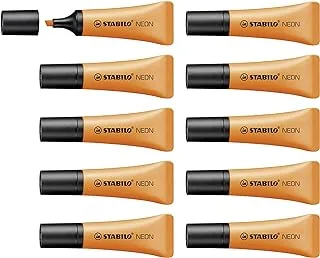 علبة أقلام ستابيلو لون نيون برتقالي 10 قطع