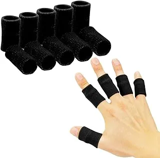 Finger Sleeves, KASTWAVE 10PCS Thumb Splint Brace for Triggger Finger Support, Breathable Elastic Finger Tape, Compression Pression Protector for Reliving Pain, Compression Aid for Sports (Black)