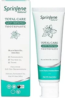 New and Improved SprinJene Natural Toothpaste with Fluoride for Cavity Protection of Teeth, Gums Fresh Breath, Helps Dry Mouth, Vegan, Dye-Free, and SLS Free Toothpaste for Adults 5 oz