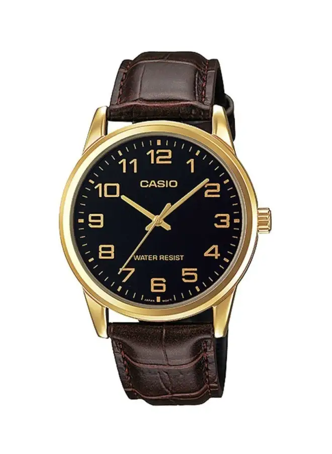 CASIO ساعة يد جلد بعقارب للرجال MTP-V001GL-1BUDF - 45 ملم - بني