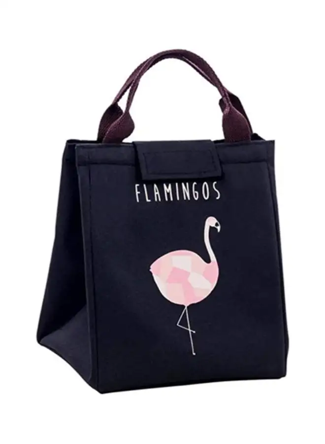 Generic Flamingo Printed Portable Lunch Bag black