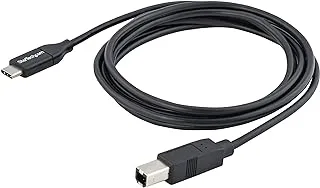 StarTech.com كابل USB C بطول 2 متر و6 أقدام إلى USB B - USB 2.0 - كابل طابعة USB من النوع C M/M - كابل USB 2.0 من النوع C إلى النوع B (USB2CB2M)