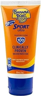Banana Boat Sport Ultra Sunscreen Lotion-SPF100-UVA/UVB Protection-Clinically Proven- Very Water & Sweat Resistant-Lightweight-Non Greasy-Quick Absorption-Protection from Skinburn Damage-90ml