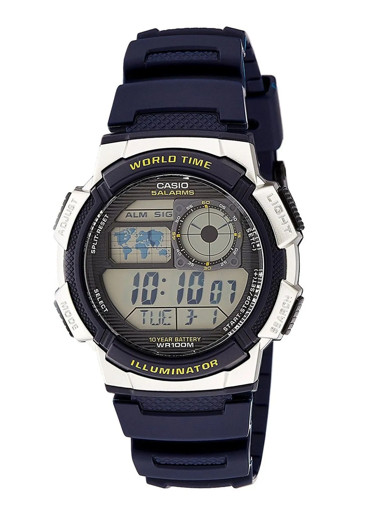 CASIO ساعة كوارتز رقمية راتينج للرجال AE-1000W-2AVDF - 40 ملم - أزرق