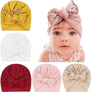 Baby Turban Hats Turban Bun Knot Baby Infant Beanie Baby Girl Soft Cute Toddler Cap Newborn Infant Toddler Hospital Hat 5 Pieces