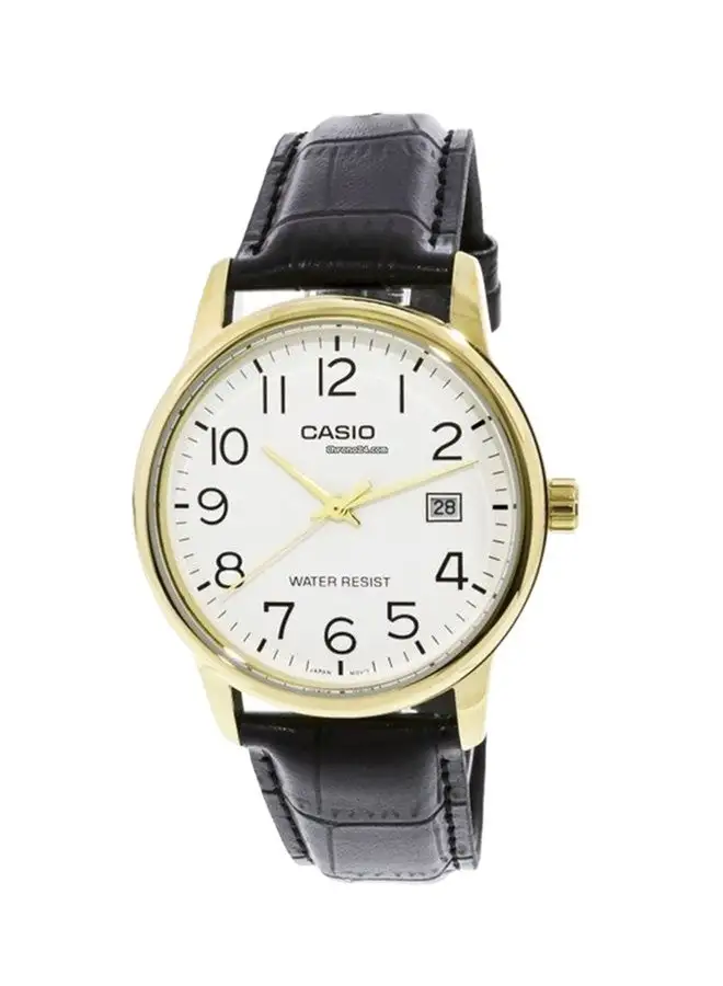 CASIO Men's Leather Analog Wrist Watch MTP-V002GL-7B2UDF - 37 mm - Black