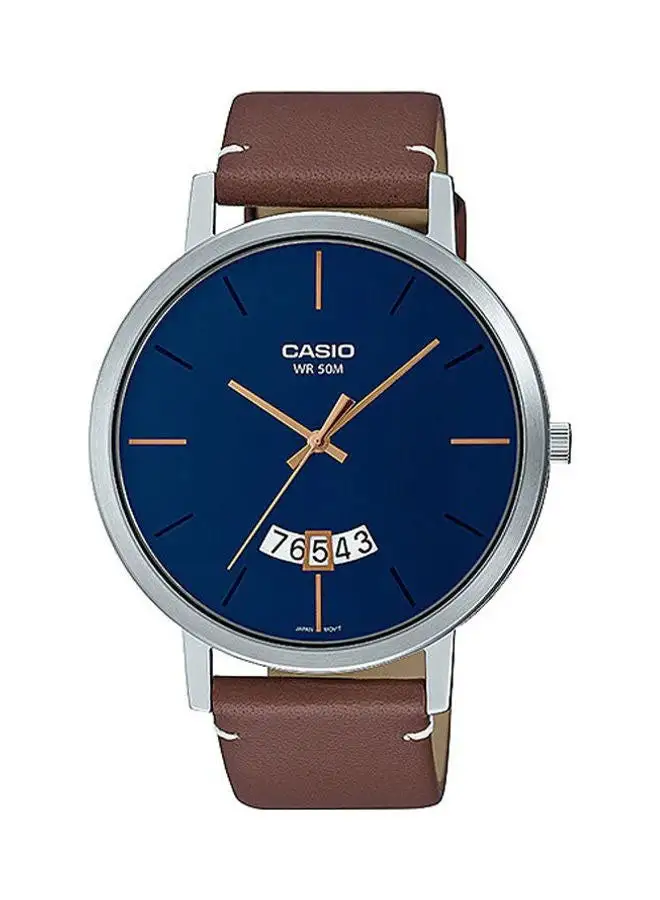 CASIO Men's Leather Strap Analog Wrist Watch MTP-B100L-2EVDF - 51 mm - Brown