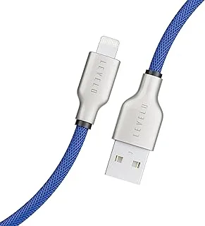 Levelo Polyester Braided USB A to Lightning Cable 1.1m - Dark Blue