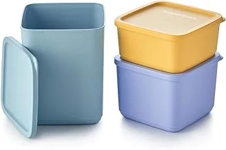 Tupperware Essentials Cubix Storage Box 3-Pieces Set, Yellow/Purple/Blue