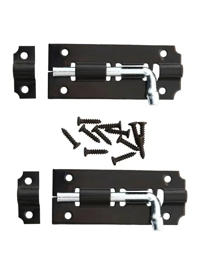 LAWAZIM 2-Piece Twin Latch Lock Set Black/Silver 3inch