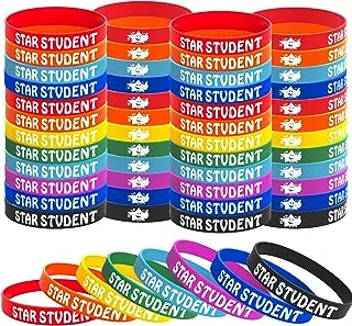 Wehhbtye Star Student Wristbands-Color Star Student Silicone Bracelets,Star Student Rubber Bracelets for School Classroom Teacher Recognition Award, Sports Office Education Activities Kids