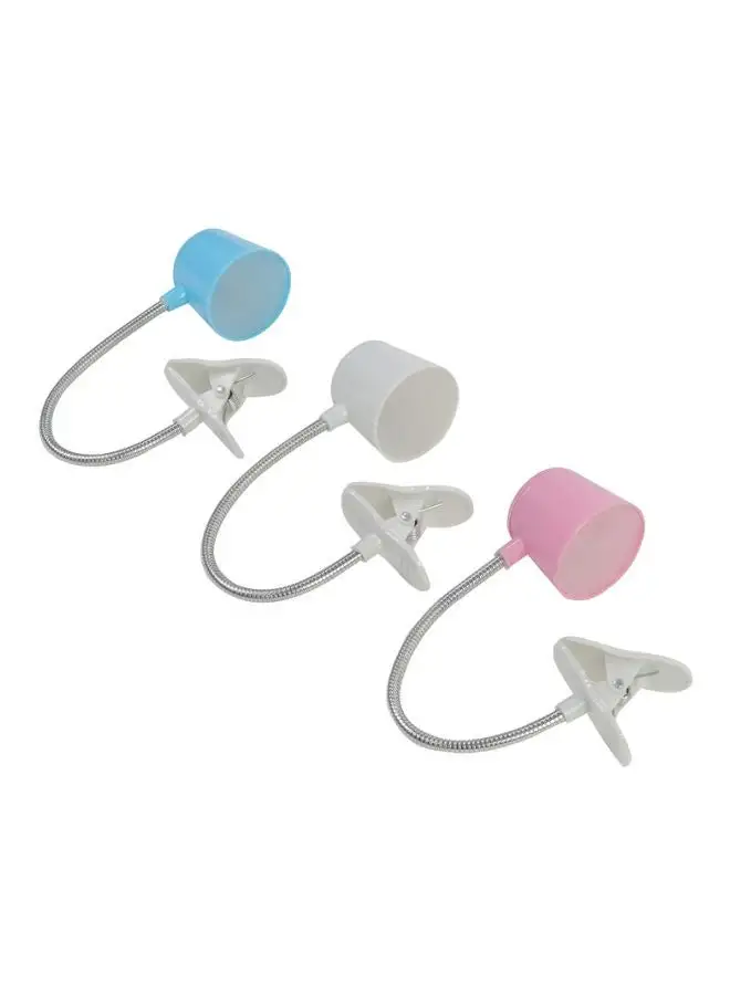 LAWAZIM 3-Piece Mini LED Clip Lights White/Pink/Blue 18.8x16x3.5cm