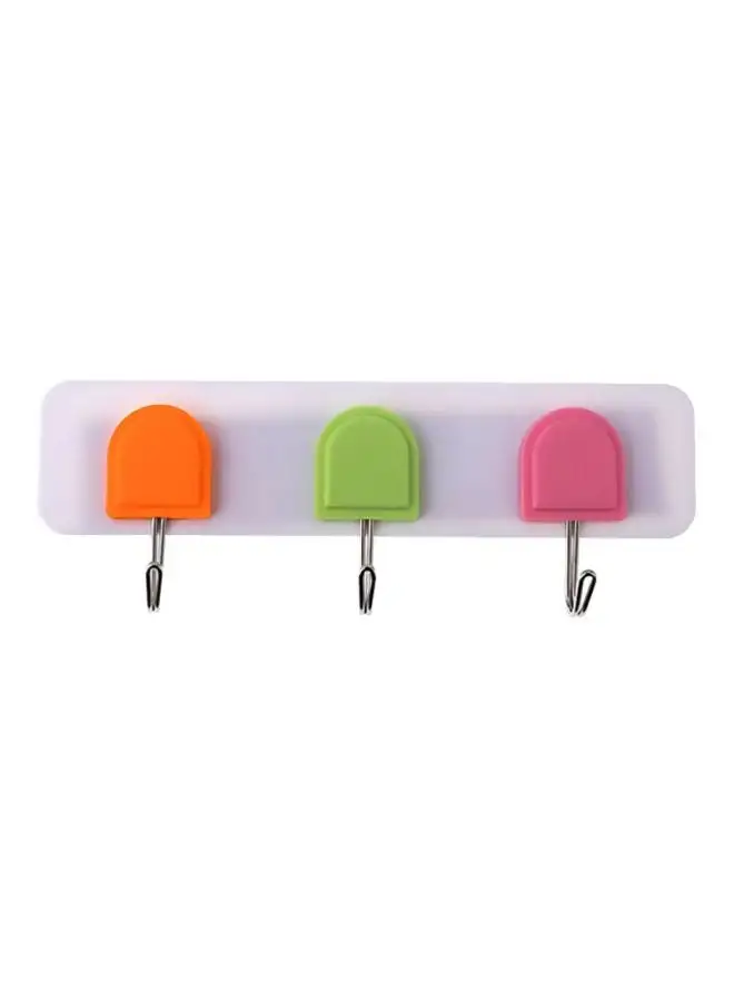 LAWAZIM 3-Hook Adhesive Hanger Assorted Orange/Pink/Green 10x18cm