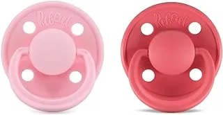 Rebael Mono Natural Rubber Round Pacifier Size 2 - Baby 6M+ (2-pack) - Sweet Pink/Salmon