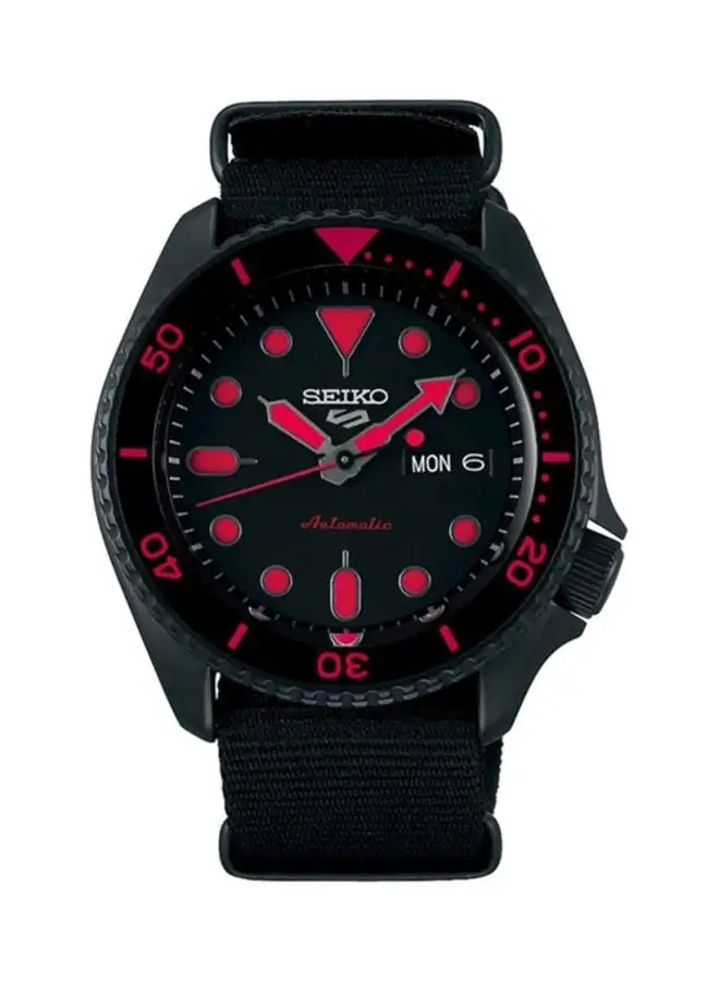 Seiko Men's 5 Sports Round Shape Fabric Analog Wrist Watch 43 mm - Black - SRPD83K1